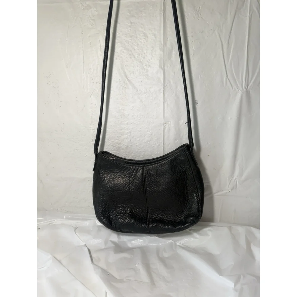 Fossil Vintage Y2K Purse Black Leather Small Crossbody Bag Key Charm